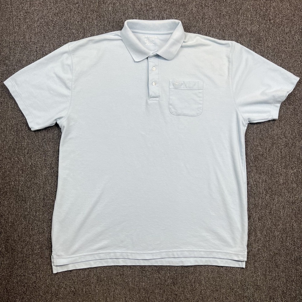 Ivy Crew Classic Pique Pocket Polo Shirt XXL Light Blue Dadcore Relaxed Fit